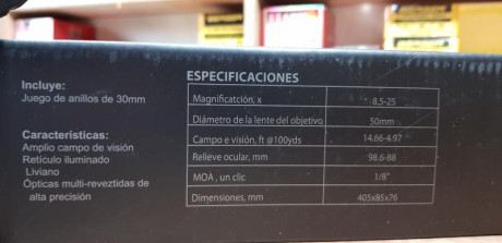 Pongo a la venta este visor SightMark 8,5-25x50 Triple Duty.
Está completamente nuevo como puede apreciarse 01