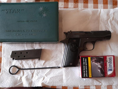 Vendo Star D, calibre 9 corto, con dos cargadores, no da las medidas para la F, solo guiable en A o B.
Precio 02
