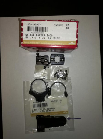 Hola
Vendo unas monturas APEL ORIGINALES para MAUSER o acciones 98 ( Santa barbara. Voere, etc) de baja 01