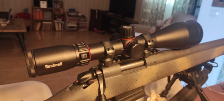 Visor Bushnell NITRO 3-18X56 
Torretas balísticas , control de paralelaje, reticula A-4 iluminada.
Como 02