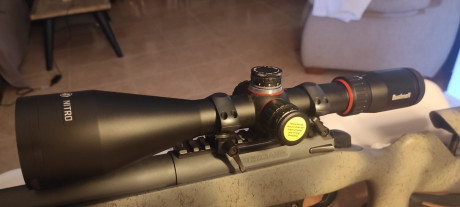 Visor Bushnell NITRO 3-18X56 
Torretas balísticas , control de paralelaje, reticula A-4 iluminada.
Como 00