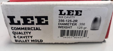 vendo molde marca lee. 6 cavidades. sin tenaza. en prefecto estado. punta RN 125gr. una banda de engrase. 00
