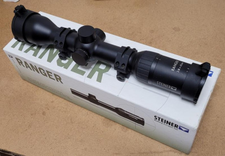 Vendo visor Steiner Ranger 2-8x42 .
 Retícula 4A con punto rojo en el centro regulable en intensidad. 02
