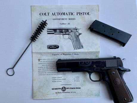 Vendo COLT GOVERNMENT, cal. 45 ACP, en PERFECTO ESTADO (con mínimas marca de uso).
Pistola icónica de 01