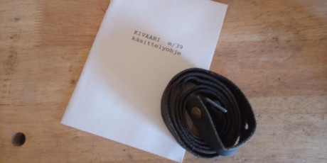 Correa de cuero gris original de Mosin nagant finlandés u otros con anillas .
 regalo facsímil del.manual 01
