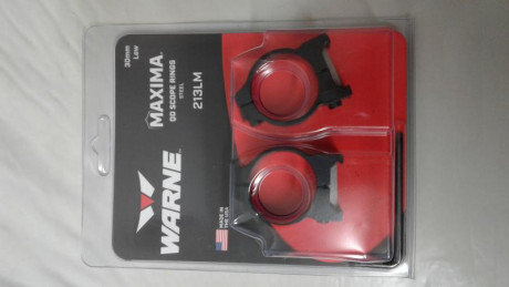 Vendo un juego de anillas Warne Maxima para tubo de 30mm , altura bajas , nuevas se han usado tres veces 00
