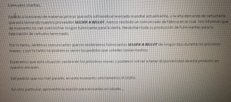 Buenas noches, ante la escasez de munición americana en las armerías ahora Excopesa ha anunciado que Norma 170