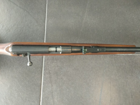 Tiene alza micrométrica, está en Tarragona y se vende por 150€, no incluido envío. Tiene cerrojo y cargador. 00