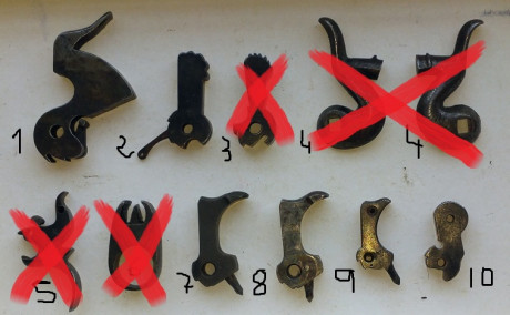 Buenas, piecerio vario.
-1 martillo carabina Tigre                         50 euros
-2 martillo pistola 00