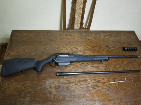 Vendo Sauer 202 sintético con dos cañones, 300 weatherby magnum y 8x68S. En perfecto estado, agrupando 02