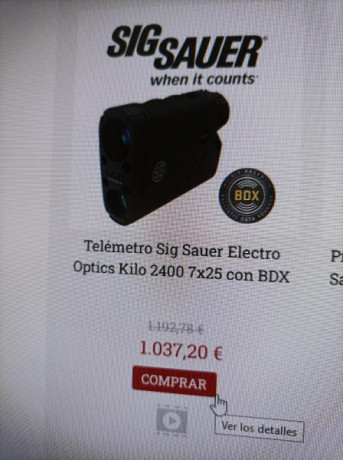Hola:

Vendo telemetro Sig Sauer 2400 BDX
Funciona perfectamente; se puede configurar con los visores 10
