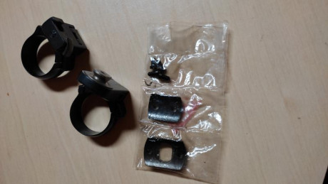 Se venden bases y anillas para visores de diámetro 30 mm , son desmontables tipo Recknagel , están sin 02