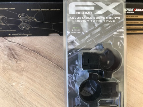  IMG_2571.jpg Vendo monturas marca Fx no limit. Para tubo de 30 mm y carril de 11 mm dovetail. Impolutas. 00