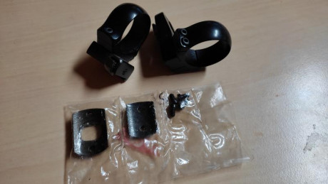 Se venden bases y anillas para visores de diámetro 30 mm , son desmontables tipo Recknagel , están sin 02