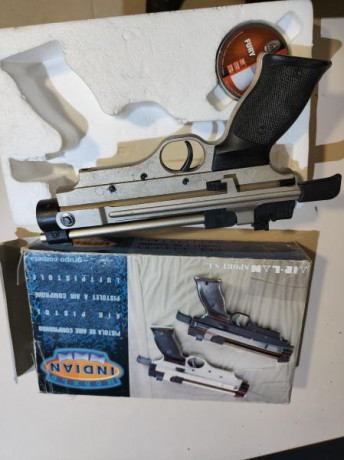 Fantástica pistola de aire comprimido,de palanca muy potente , calibre 4,5.ideal para entrenar 9mm,a bajo 00