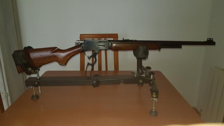 vendo rifle, calibre 444 marlin, con funda de cuero, canana de bala y guía picatinny warnes. sin visor. 02