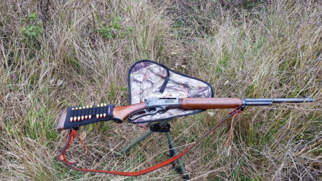 vendo rifle, calibre 444 marlin, con funda de cuero, canana de bala y guía picatinny warnes. sin visor. 01