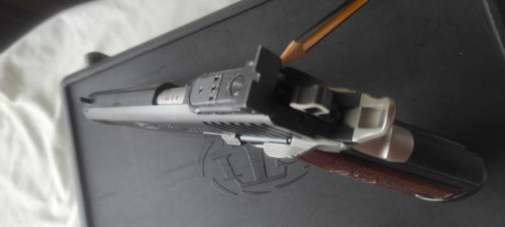 Sti target master 9x19, 6 pulgadas, gatillo ajustado y muy precisa... tanto que siendo malo, me hace competitivo, 00