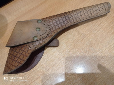 Funda para revólver tipo Remington 1858, se ignora si cabe otro modelo de revólver de avancarga, envejecida, 01