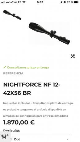vendo visor nightforce nf -12-42x56 BR........... 1.250 ( incluye el parasol que es opcional)


ESTA EN 01
