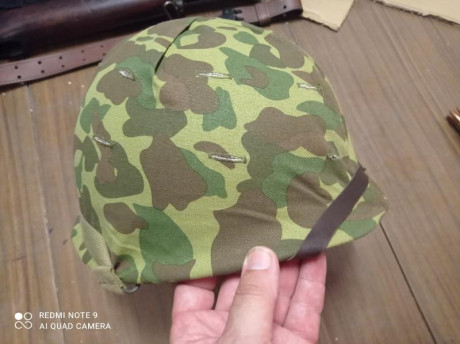 Se vende casco tipo USMC WWII, con liner del tipo fibra de coco y tira de cuero, enganche del tipo wwii 02