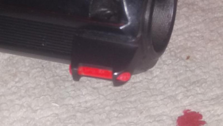 Hola, ayer tirando de repente no veia el punto de mira de la pistola. Me fije y la barrita de fibra roja 00