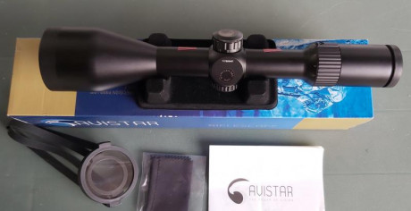 Alta gama Bushnell. Retícula Mildot en segundo plano focal. Torreta Balística 1/4 moa y corrector de paralaje. 72