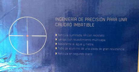 Alta gama Bushnell. Retícula Mildot en segundo plano focal. Torreta Balística 1/4 moa y corrector de paralaje. 71