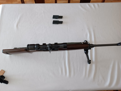 Buenas tarde a todos.

Vendo carabina ERMA M-1 en calibre 22 LR en excelente estado con: 

2 cargadores 10