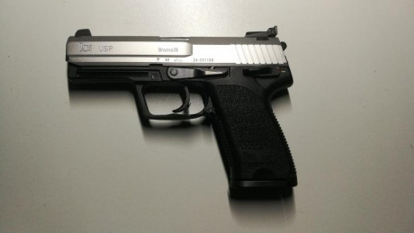 Vendo HK USP cal. 9 PB en perfecto estado, disparador con tigger stop y miras ajustables LPA, tres cargadores 01