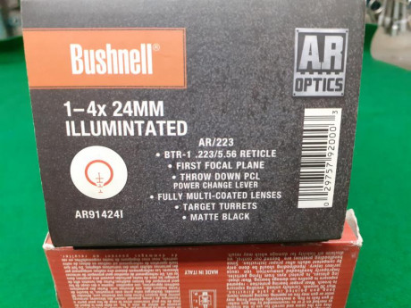 Hola compañeros
Vendo visor Bushnell 1-4x24mm AR/223 prácticamente nuevo solo estrenado.
El precio es 02