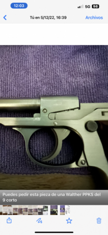 Compro esta pieza de Walther PPKS, es la que sujeta la corredera. La pistola es una Walther PPKs, hecha 00