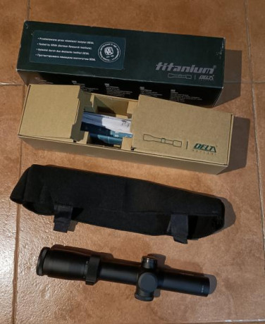 Vendo Visor DELTA TITANIUM 1-5,8x24 con retícula 4A iluminada, tubo de 30, en perfecto estado, apenas 02