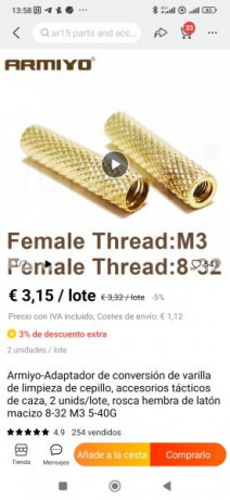 Si tengo baquetas hembra de 8/32 y accesorios hembra 8/32 hay alguna manera de adaptarlos? 
La metrica 20
