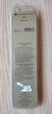 Base Leupold para Ruger 10/22, de una sola pieza, acero, en su blister sin abrir. 30 Euros envío peninsular 01