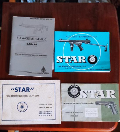 LOTE 4 MANUALES STAR CETME
-PISTOLA STAR A 40 9MM L
-PISTOLA STAR SUPER S 9MM (380)
-SUBFUSIL Z-70/B 9MM
-FUSA 02