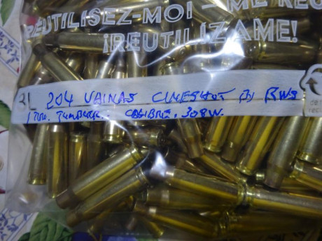 Buenas tardes.
Vendidas las 204 vainas marca Cineshot fabricadas por RWS del calibre .308W con 1 tiro, 02