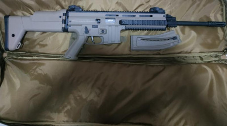 Se vende carabina calibre .22 practicamente nueva, con sólo 20 disparos, en color arena, con funda de 01