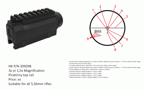 Óptica original del HK G36, el actual fusil del ejército español. Óptica alemana, calidad excelente ,están 10