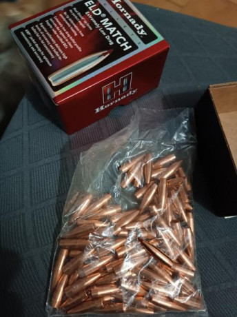 Vendo dos lotes calibre 30 de 90 puntas cada uno 
Hornady eld macht 60€
Sierra tmk macthking.    60€ 

 00