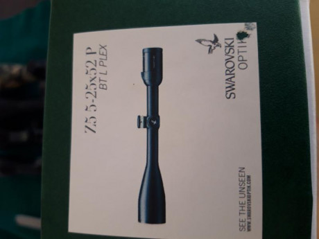 Se vende  visor  swarovski 5-25 × 52 p sin las monturas blaser.  Se vende con su caja original y manuales. 20