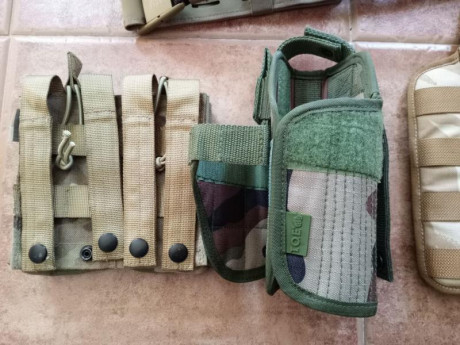 Pack funda pitola molle, cinturón molle Tasmanian Tiger, portacargador doble multicam Pro-Force y pernera 00