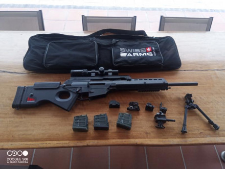 Hk sl8 (G36) calibre 222Rmag impecable.
Visor Nikkon stirling octa tactical
Anillas weaver tactical
Bípode 00