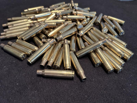 Se venden 86 vainas con un solo tiro del calibre indicado, están en Barcelona Tiro Montjuich. 
Su precio 00