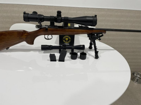  VENDIDO TODO  Se vende carabina Brno Mod 2-E calibre 22 lr 
Se vende con 2 cargadores de 5 y de 10, metálicos 01