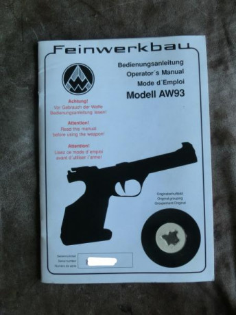 Vendo pistola Feinwerkbau AW93 calibre .22lr
Se puede ver la pistola en Paiporta / Valencia.
La pistola 22