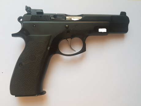 Vendo CZ 75 B con dos cargadores, alzas LPA mas las de combate, dos juegos de cachas, unas de madera y 00