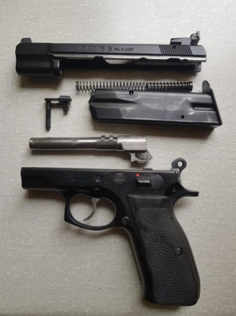 Vendo CZ 75 B con dos cargadores, miras LPA, maletin de transporte, dos juegos de cachas,unas de madera 10