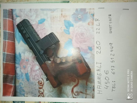 Buenos dias, por dejar aficion se vende pistola Hamerli modelo 280 calibre 22 muy bien cuidada 450€ 00