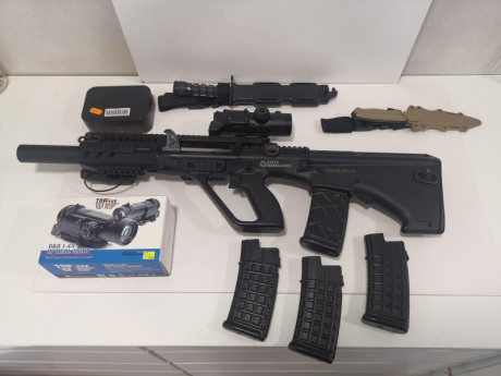 -FUSIL ICS L85 A2 ASSAULT RIFLE _ 220€
-Steyr Aug A3 PL ASG _ 150€
-ARES TAVOR 21 _ 160€
-G&G Mira 01